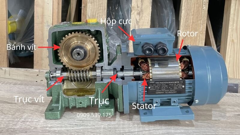 Cấu tạo bên trong của motor giảm tốc WPDA 80 1.5kW 2Hp