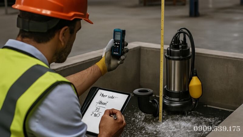 Tính toán lưu lượng và cột áp máy bơm chìm nước thải để chọn công suất motor phù hợp