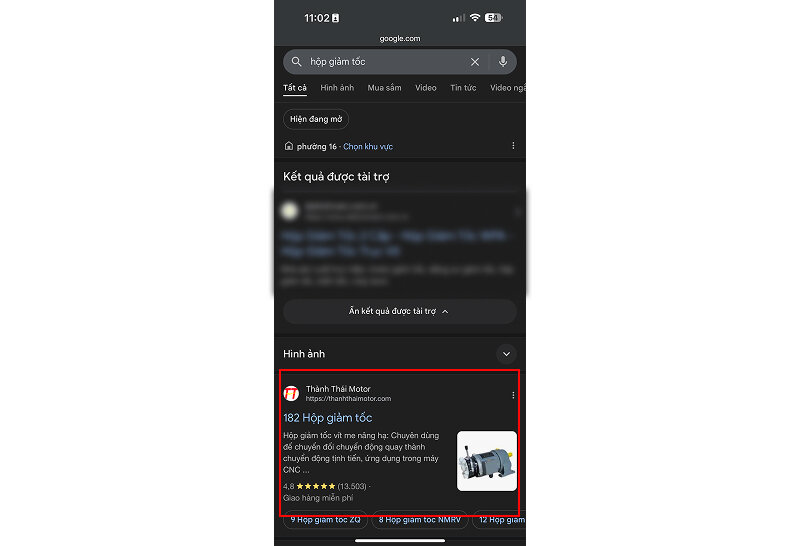 Top #1 hộp giảm tốc trên google search khi tìm bằng điện thoại