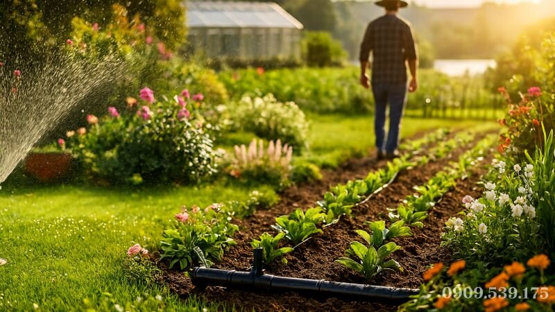 Ứng dụng máy bơm chìm trong tưới tiêu sân vườn.