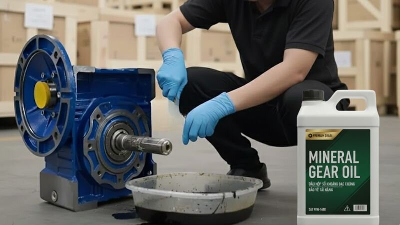 Kiểm tra và thay dầu bôi trơn hộp giảm tốc NMRV.