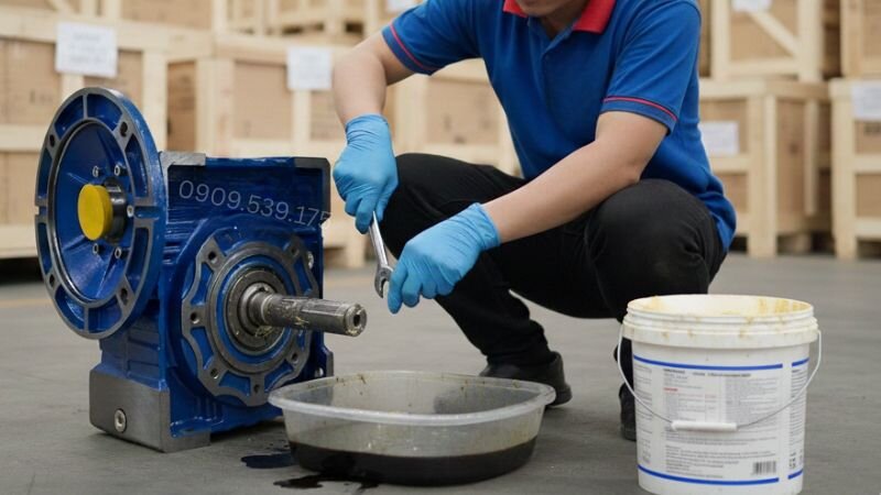 Thay dầu và bảo dưỡng hộp giảm tốc NMRV.