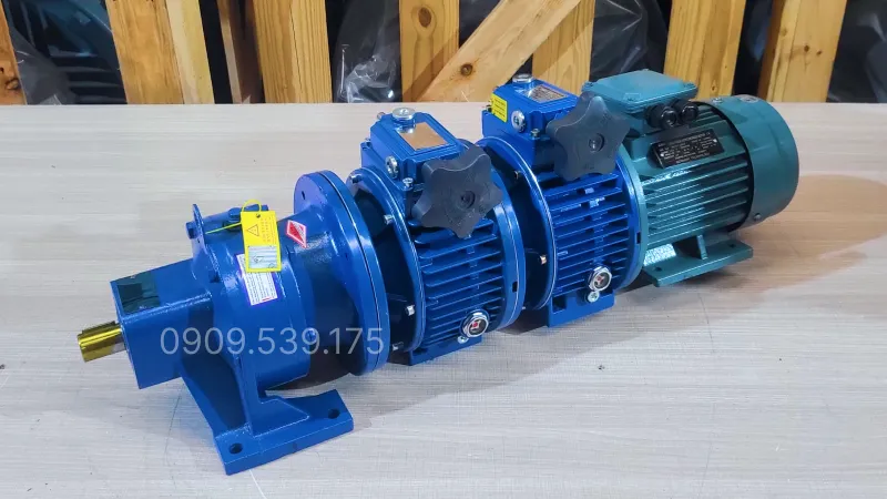 Thiết kế tổng quan motor giảm tốc 3 cấp (2 UDL 0.37kW và 1 Cycloid X0)
