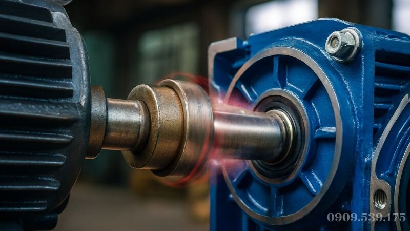Sử dụng thiết bị laser để căn chỉnh độ thẳng hàng giữa trục motor và hộp giảm tốc motor.