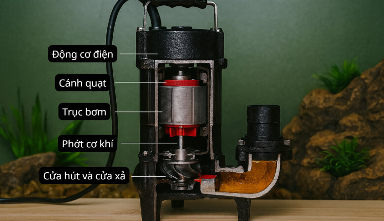 Cấu tạo cơ bản của máy bơm chìm