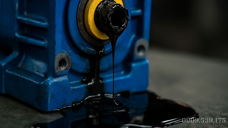 Dấu hiệu hộp giảm tốc NMRV bị xì phớt khiến dầu nhớt rò rỉ ra ngoài vỏ hộp.