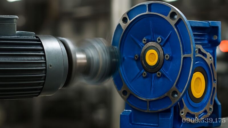 Trục motor và trục hộp số giảm tốc bị lệch tâm gây ra rung lắc mạnh khi vận hành.