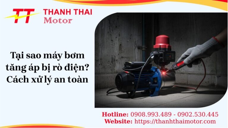 Cảnh báo nguy hiểm khi máy bơm tăng áp bị rò điện được phát hiện bằng bút thử điện.