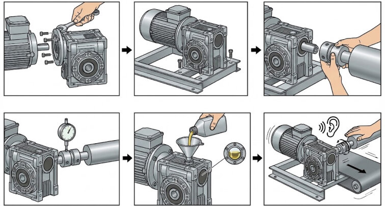 Quy trình lắp đặt hộp số motor giảm tốc 
