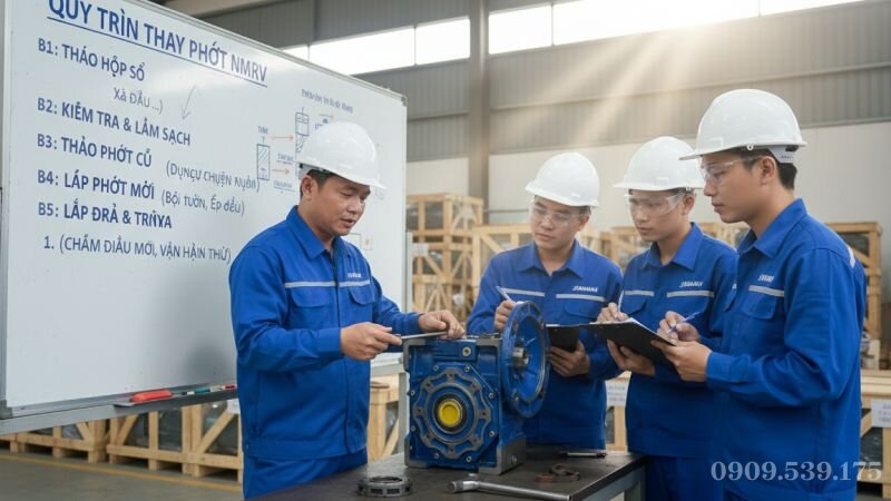 Quy trình thay thế phớt hộp giảm tốc NMRV chi tiết