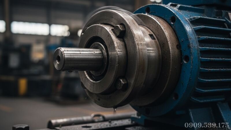 Khớp nối giữa motor và hộp giảm tốc bị rung lắc do sai lệch đồng trục.