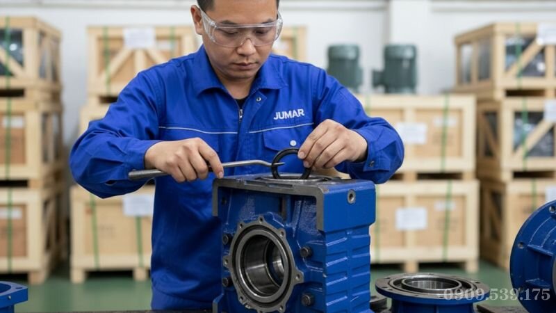 Tháo phớt cũ hộp giảm tốc NMRV an toàn