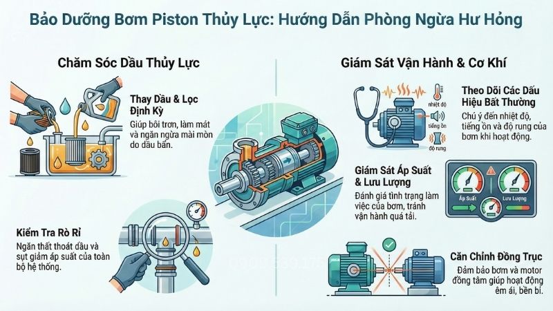 Bảo dưỡng định kỳ tránh bị lỗi bơm piston thủy lực.