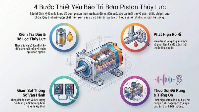 Bảo trì bơm piston thủy lực để hoạt động ổn định trong công nghiệp.