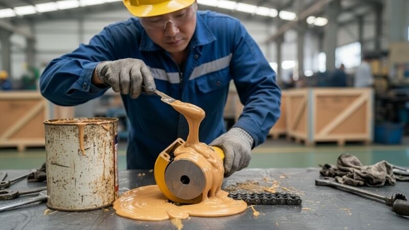 Bôi quá nhiều mỡ bôi trơn cho khớp nối xích sẽ làm nhiệt độ tăng nhanh và còn gây mất vệ sinh và tăng chi phí bảo trì.