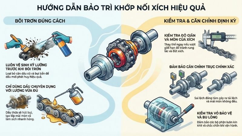 Hướng dẫn bảo trì khớp nối xích hiệu quả.