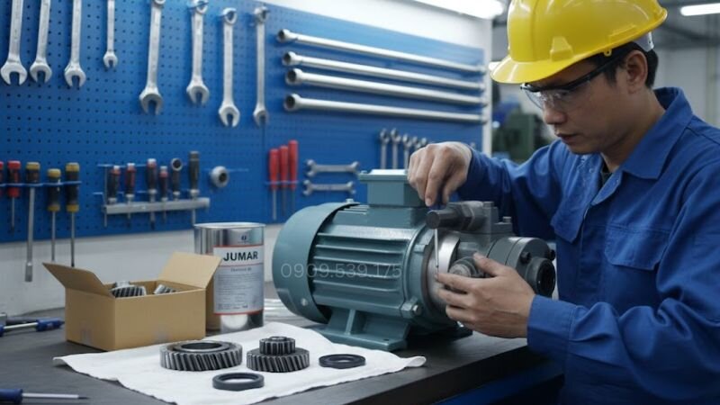 Khắc phục bơm bị mòn như bánh răng, piston, trục quay hoặc ổ bi bị mòn sau thời gian dài sử dụng.
