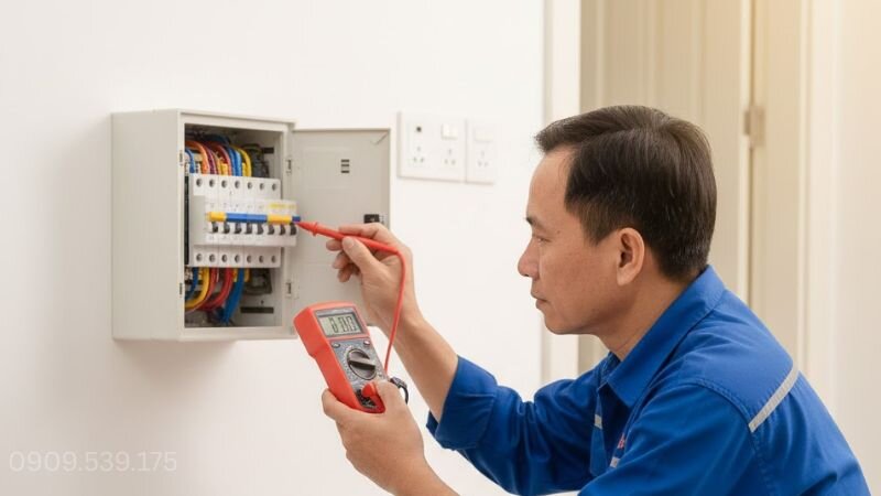 Kiểm tra nguồn điện trước khi lắp đặt máy bơm nước.