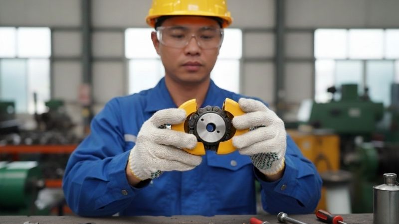 Tháo vỏ bảo vệ khớp nối xích tránh làm biến dạng vỏ hoặc hư hỏng các vòng đệm làm kín