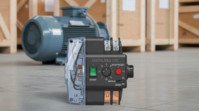 Lắp rơ le nhiệt để bảo vệ motor khỏi hư hỏng do quá tải và quá dòng.