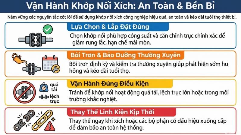 Lưu ý khi sử dụng khớp nối xích trong công nghiệp