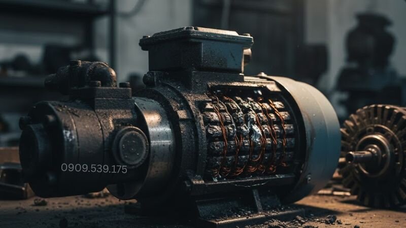 Motor bơm dầu thủy lực hoạt động quá tải dẫn đến hư các bộ phận bên trong.
