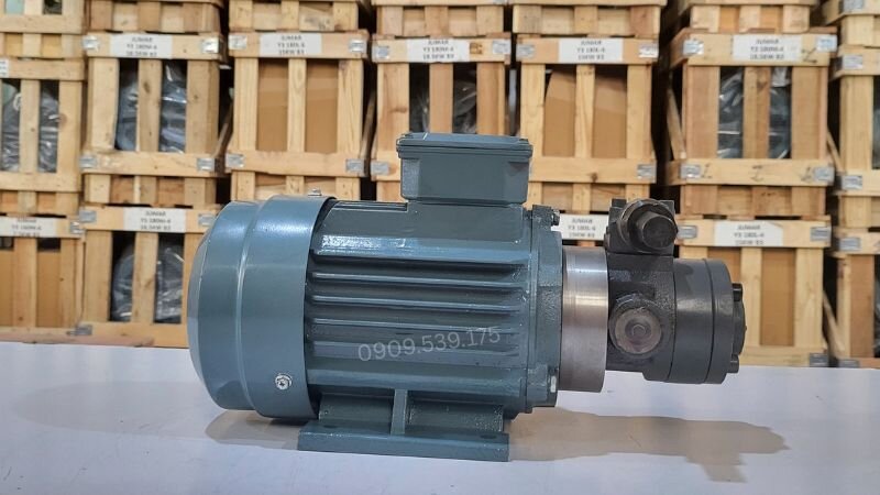 Motor điện kết hợp với bơm dầu thủy lực tại Thành Thái Motor.