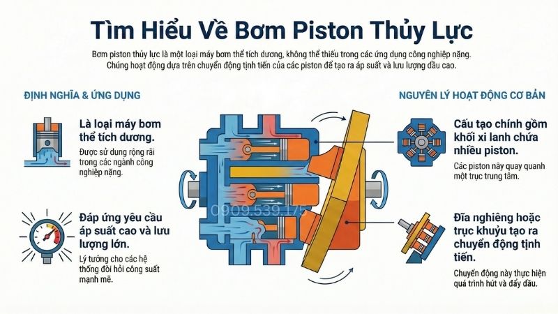 Tìm hiểu về bơm piston thủy lực và nguyên lý hoạt động.