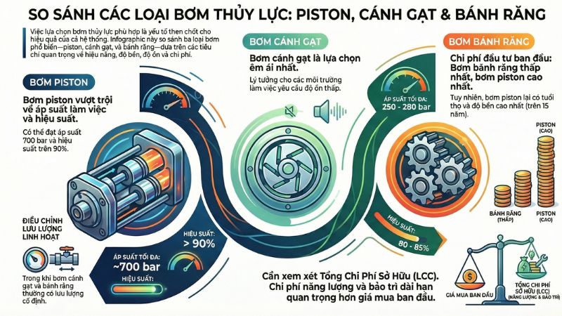 Yếu tố then chốt khi so sánh bơm thủy lực