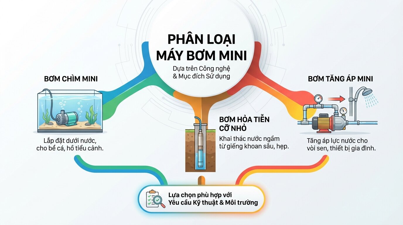 Đa dạng các loại máy bơm nước loại nhỏ nhất, từ bơm chìm đến bơm tăng áp, đáp ứng mọi nhu cầu chuyên biệt.