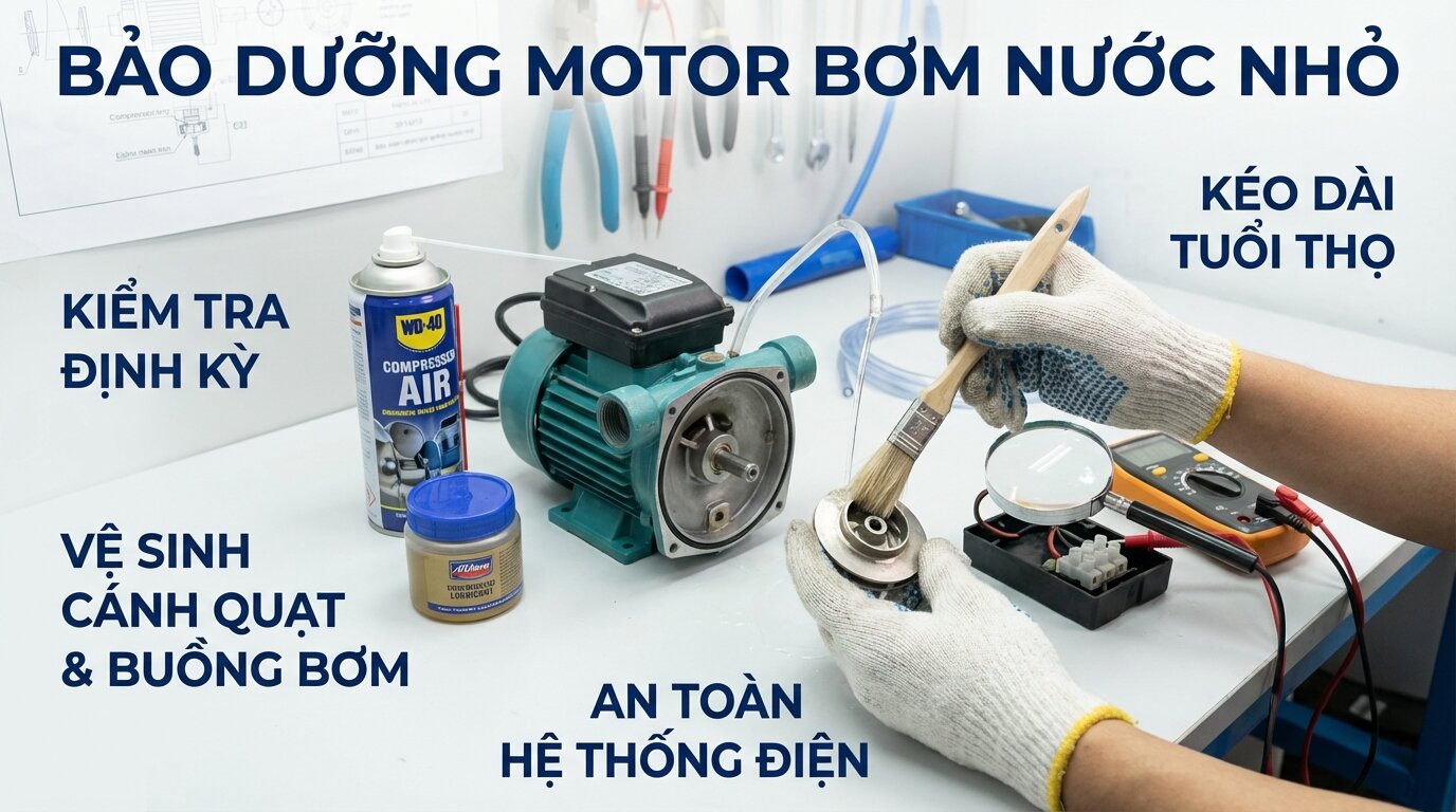 Mẹo bảo dưỡng hiệu quả giúp máy bơm nước loại nhỏ nhất của bạn luôn hoạt động bền bỉ và ổn định.