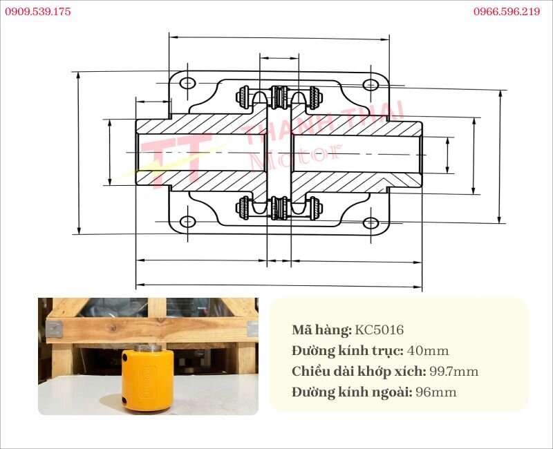 Technical specifications and drawing of Chain Coupling KC5016