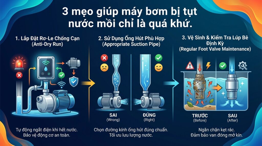 3 mẹo giúp máy bơm bị tụt nước mồi chỉ là quá khứ.