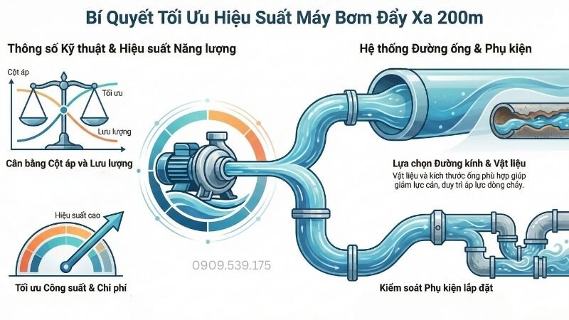 Bí quyết tối ưu hiệu suất máy bơm nước đẩy xa 200m.