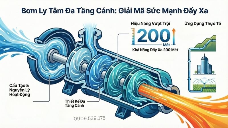 Bơm ly tâm đa tầng cánh, giải mã sức mạnh đẩy xa.