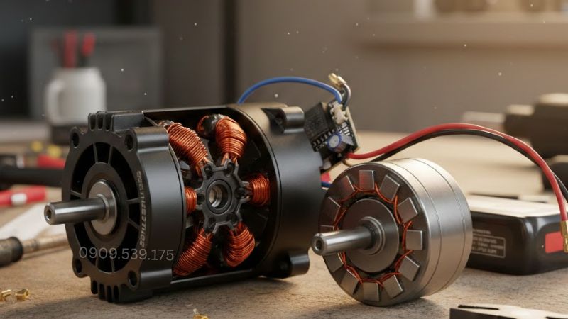 Cấu tạo của motor 550 không chổi than.