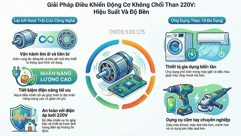 Giải pháp điều khiển cho các dòng motor điện không chổi than 220v.