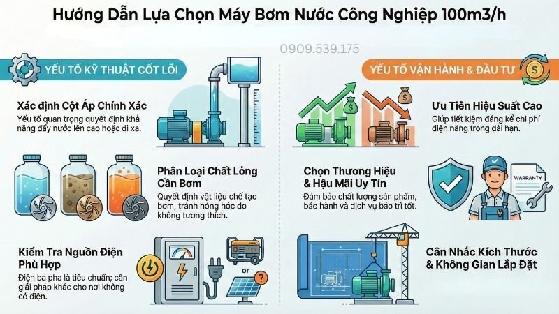 Hướng dẫn lựa chọn máy bơm nước công nghiệp có công suất 100m3 trên h.