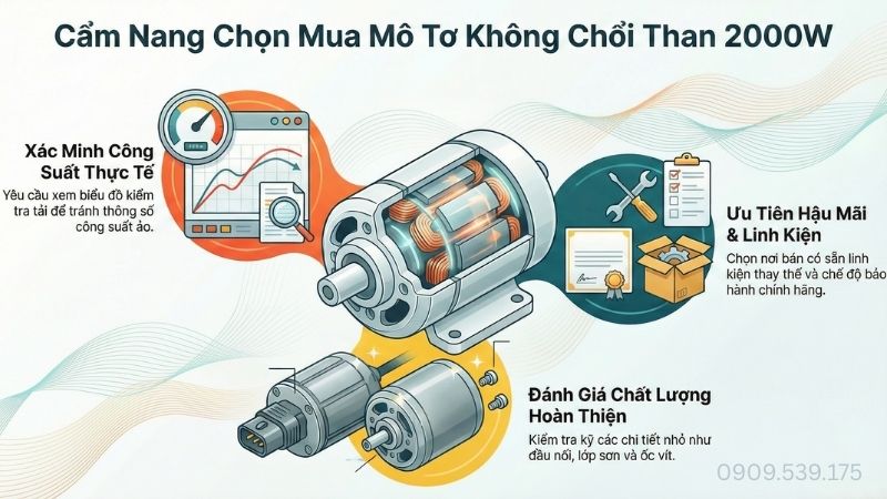 Lưu ý quan trọng khi chọn mua mô tơ không chổi than 2000w trên thị trường.