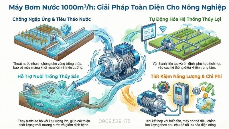 Máy bơm nước 1000m3/h, giải pháp toàn diện cho nông nghiệp.