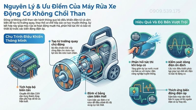 Nguyên lý vận hành từ trường của động cơ không chổi than.