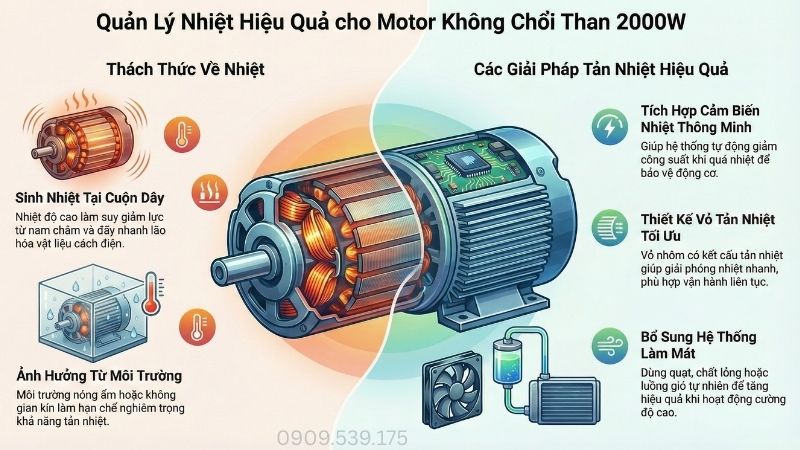 Quản lý nhiệt cho hiệu quả cho motor không chổi than 2000w.