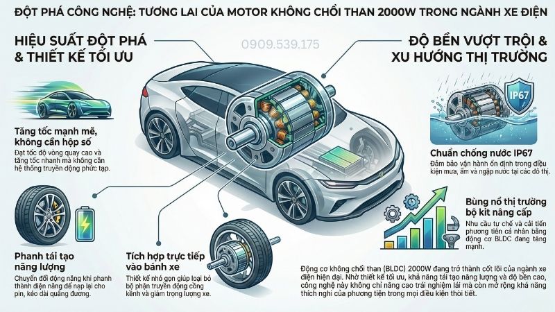 Tương lai của motor không chổi than 2000w trong ngành xe điện.