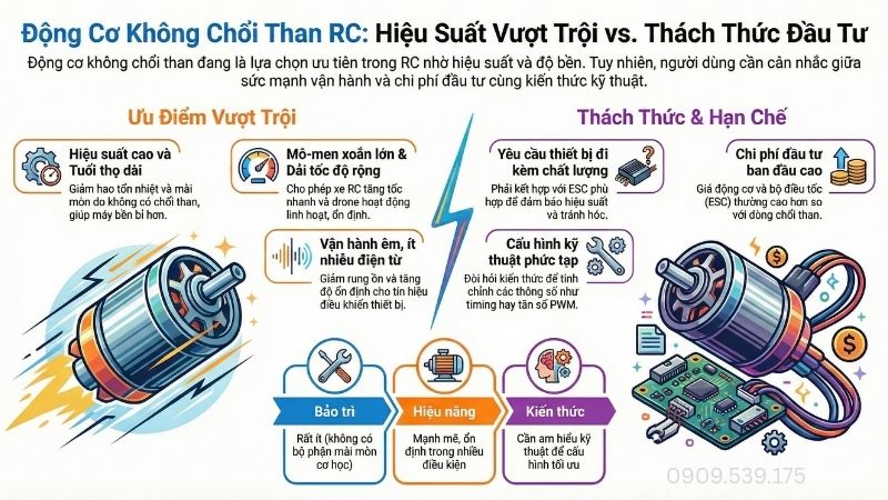 Ưu nhược điểm của động cơ không chổi than RC.
