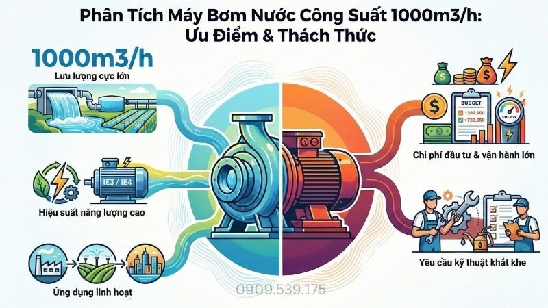 Ưu nhược điểm của máy bơm nước công suất 1000m3/h.
