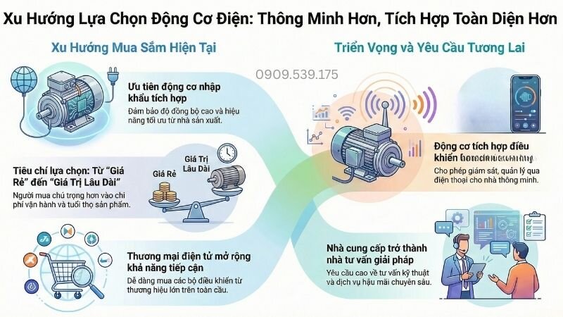 Xu hướng lựa chọn động cơ điện thông minh, tích hợp công nghệ.