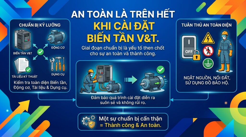 An toàn là trên hết khi cài đặt biến tần v&t.