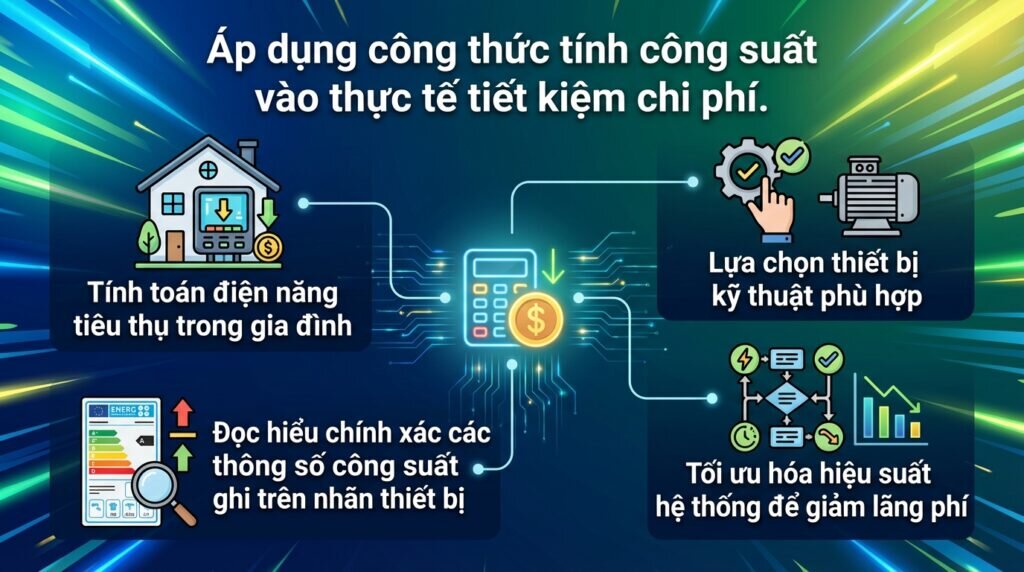 Áp dụng công thức tính công suất vào thực tế tiết kiệm chi phí.