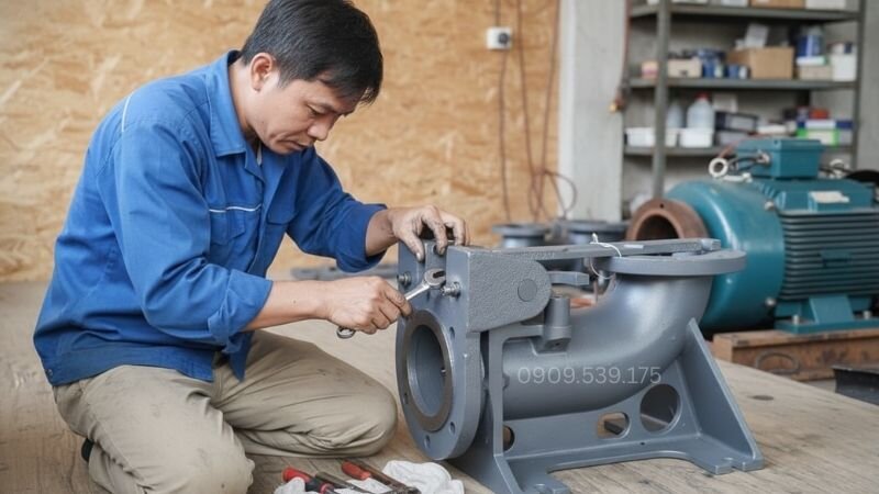 Bảo trì khớp nối máy bơm nước.