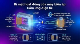 Bí mật hoạt động của máy biến áp: Cảm ứng điện từ.